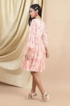 Shop_EWOKE_White Crepe Printed Floral Blossom V-neck Rosalind Fit And Flare Dress _at_Aza_Fashions