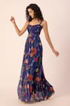 EWOKE_Purple Chiffon Printed Floral Square Whimsilace Corset Maxi Dress _Online_at_Aza_Fashions