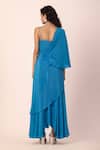 Ewoke Blue Crepe Sequins Asymmetric Aquamarine Embroidered Drape Gown Online at Aza Fashions Ewoke_Blue Crepe Sequins Asymmetric Aquamarine Embroidered Drape Gown _Online_at_Aza_Fashions
