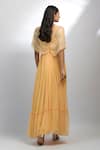 EWOKE_Yellow Georgette Embroidered Sequin Square Twilight Tango Gown _Online_at_Aza_Fashions