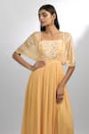 Shop_EWOKE_Yellow Georgette Embroidered Sequin Square Twilight Tango Gown _at_Aza_Fashions