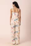 Ewoke_White Hemp Square Neck Petal Pop Print Jumpsuit _Online_at_Aza_Fashions