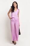 Buy_Ewoke_Purple Hemp V-neck V Top And Flared Pant Set _at_Aza_Fashions