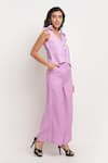Buy_Ewoke_Purple Hemp V-neck V Top And Flared Pant Set _Online_at_Aza_Fashions