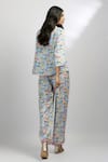 Ewoke_White Hemp Collared Swan Print Boxy Top And Pant Set _Online_at_Aza_Fashions
