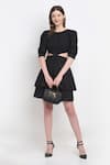 Buy_EWOKE_Black Tencel Round Belinda Tiered Dress _Online_at_Aza_Fashions