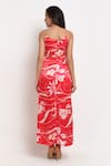 Shop_EWOKE_Red Bemberg Silk Printed Floral Cowl Slip Dress _at_Aza_Fashions