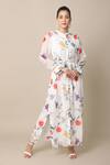 Buy_EWOKE_White Chiffon Printed Floral Band Carmen Shirt Dress _at_Aza_Fashions