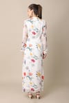 Shop_EWOKE_White Chiffon Printed Floral Band Carmen Shirt Dress _at_Aza_Fashions
