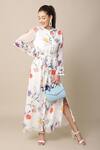 Buy_EWOKE_White Chiffon Printed Floral Band Carmen Shirt Dress _Online_at_Aza_Fashions