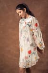 Buy_EWOKE_White Crepe Printed Floral Closed Round Straight Dress _Online_at_Aza_Fashions