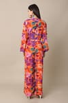 Shop_EWOKE_Orange Crepe Printed Flower Band Shirt With Pant _at_Aza_Fashions