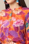 Buy_EWOKE_Orange Crepe Printed Flower Band Shirt With Pant 