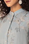 Shop_EWOKE_Grey Chiffon Printed Floral Band Shirt Dress _Online_at_Aza_Fashions