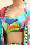 Basanti - Kapde Aur Koffee_Multi Color Crepe Printed Abstract Bustier Cape And Draped Skirt Set _Online_at_Aza_Fashions