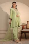 Buy_Nemaani_Green Kurta Chanderi Silk Embroidered Dori Notched A-line Salwar Set _Online_at_Aza_Fashions