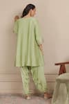 Shop_Nemaani_Green Kurta Chanderi Silk Embroidered Dori Notched A-line Salwar Set _at_Aza_Fashions