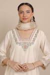 Shop_Nemaani_Ivory Kurta And Pant Chanderi Silk Embroidered Dori Floral Thread Set _Online_at_Aza_Fashions