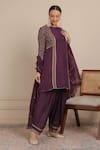 Buy_Nemaani_Purple Kurta Habutai Silk Embroidered Dori Round Short Salwar Set _Online_at_Aza_Fashions