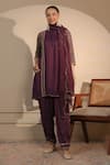 Buy_Nemaani_Purple Kurta Habutai Silk Embroidered Dori Round Short Salwar Set _at_Aza_Fashions