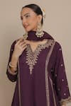 Buy_Nemaani_Purple Kurta Habutai Silk Embroidered Dori Floral Butta A-line Salwar Set _Online_at_Aza_Fashions