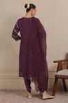 Shop_Nemaani_Purple Kaftan Habutai Silk Embroidered Dori Ethnic Motif Kurta Dhoti Pant Set _at_Aza_Fashions