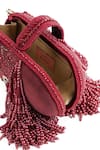 Buy_House of Kosha_Maroon Glass Beads Azmat Crystal Embellished Capsule Bag _Online_at_Aza_Fashions