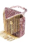 House of Kosha_Purple Mettalic Fringe Natali Embellished Mini Bag _Online_at_Aza_Fashions