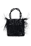 Buy_House of Kosha_Black Feather Natali And Crystal Embellished Mini Bag _at_Aza_Fashions