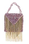 Buy_House of Kosha_Purple Mettalic Fringe Natali Embellished Mini Bag _at_Aza_Fashions