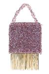 Shop_House of Kosha_Purple Mettalic Fringe Natali Embellished Mini Bag _at_Aza_Fashions