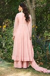 Shop_Almaari by Pooja Patel_Pink Anarkali Soft Chanderi Embroidered Mirror Tie-up Kamini Palazzo Set _at_Aza_Fashions