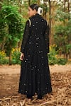 Shop_Almaari by Pooja Patel_Black Anarkali Soft Chanderi Embroidered Mirror Round Gulkhaira Set _at_Aza_Fashions