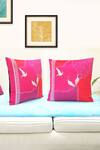 Buy_Mid July Home_Pink Velvet Print Flying Birds Set Of 2 Cushion Covers _at_Aza_Fashions