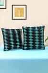 Buy_Mid July Home_Blue Velvet Textured Set Of 2 Cushion Covers _at_Aza_Fashions