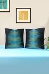 Buy_Mid July Home_Blue Velvet Textured Hand Crafted Set Of 2 Cushion Covers _at_Aza_Fashions