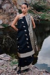 Buy_The Whole Nine Yards_Black Pure Mulberry Silk Woven Hima Border Saree With Unstitched Blouse Piece _at_Aza_Fashions