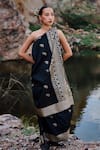 Shop_The Whole Nine Yards_Black Pure Mulberry Silk Woven Hima Border Saree With Unstitched Blouse Piece _at_Aza_Fashions