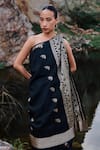 The Whole Nine Yards_Black Pure Mulberry Silk Woven Hima Border Saree With Unstitched Blouse Piece _Online_at_Aza_Fashions