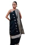 Buy_The Whole Nine Yards_Black Pure Mulberry Silk Woven Hima Border Saree With Unstitched Blouse Piece _Online_at_Aza_Fashions