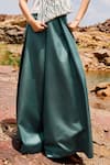 The Whole Nine Yards_Green Katan Silk Embroidery French Knots Hana Panelled Top And Flared Pant Set _Online_at_Aza_Fashions