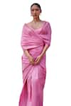 The Whole Nine Yards_Pink Pure Silk Embroidery Zardozi Sweetheart Jaapi Border Saree With Blouse _Online_at_Aza_Fashions