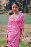 Buy_The Whole Nine Yards_Pink Pure Silk Embroidery Zardozi Sweetheart Jaapi Border Saree With Blouse _Online_at_Aza_Fashions