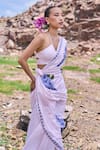 Buy_The Whole Nine Yards_Pink Pure Silk Embroidery Glass Bead Halter Kopou 3d Orchid Saree With Blouse _Online_at_Aza_Fashions