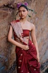 The Whole Nine Yards_Red Pure Mulberry Silk Woven Unnati Border Saree With Unstitched Blouse Piece _Online_at_Aza_Fashions