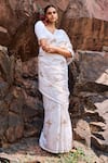 The Whole Nine Yards_White Pure Silk Embroidery Sequin Sikhiri Butterfly Saree With Blouse _Online_at_Aza_Fashions