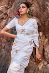 Shop_The Whole Nine Yards_White Pure Silk Embroidery Sequin Sikhiri Butterfly Saree With Blouse _Online_at_Aza_Fashions