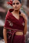 Shop_The Whole Nine Yards_Wine Pure Silk Embroidery Zardozi Sweetheart Joonbai Moon Saree With Blouse _Online_at_Aza_Fashions