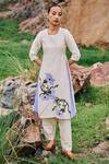 Buy_The Whole Nine Yards_Off White Chiniya Silk Embroidery Kusuma Wildflower Kurta And Luit Pant Set _at_Aza_Fashions