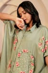 Shop_B'Infinite_Green Soft Linen Printed Floral Collar Camellia Shirt 